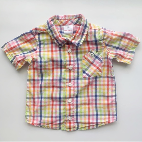 Hanna Andersson Rainbow Plaid Button Down Shirt - Picture 1 of 5